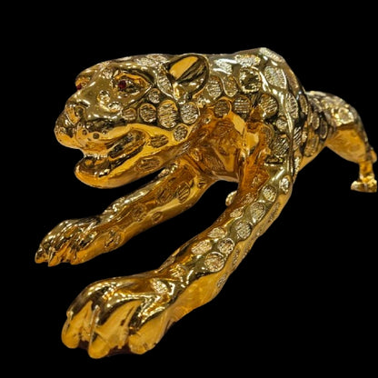 Gold Plated Jaguar Statue Showpiece Vastu Decorative Figurine Home Interior Decor Item Table Decoration Idol Handicraft Animal Figure Corporate Gift Items