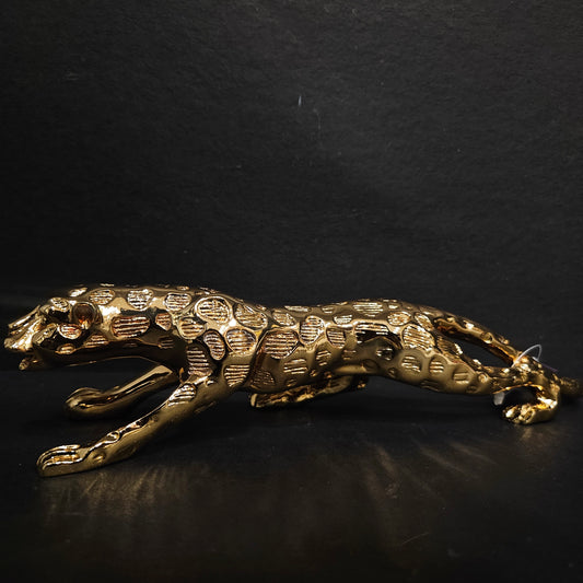 Jaguar Statue gold Shiney with Ornaments Animal showpiece Desktop Sculpture Figurine Shelf Decor