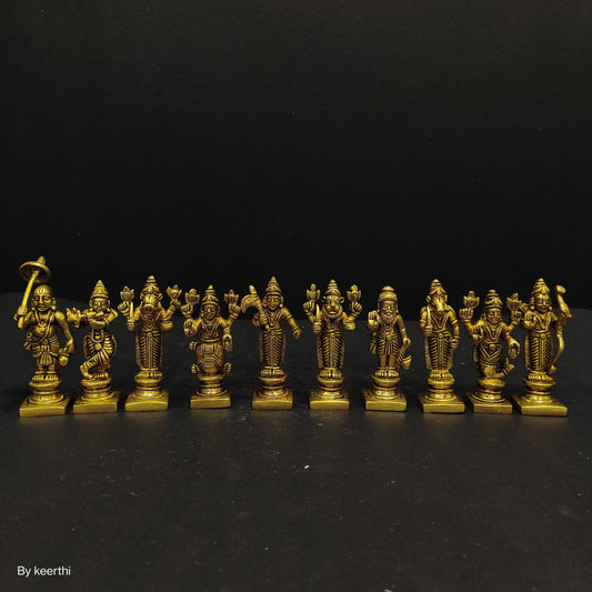 Brass DASHAVATAR/Vishnu Avatars Statue Set (10 PC)