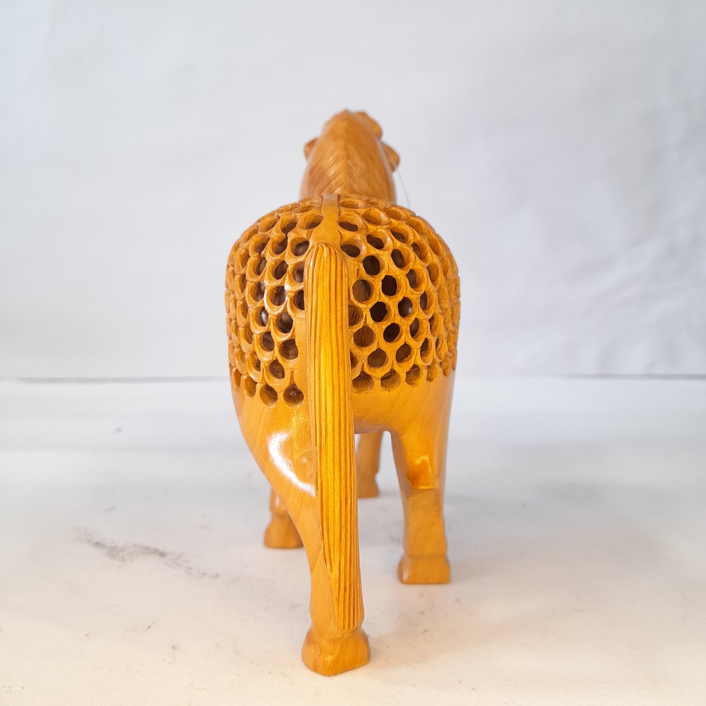 Wooden Elephant T.D G. Microbead and Brass Chip Texured