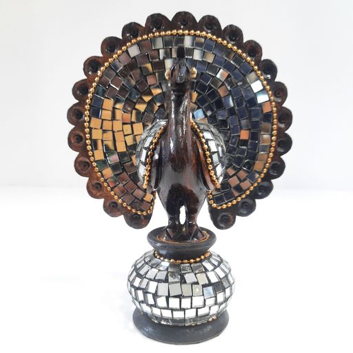 Wooden Peacock W/Mirror Work Oxod.