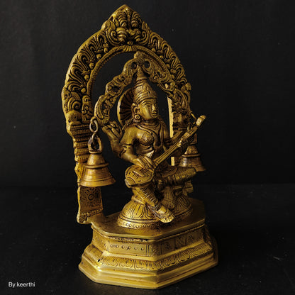 Goddess Saraswati Murti Saraswati Idol Brass Statue for Home Entrance Good Luck Vastu Decoration Showpiece and Gift