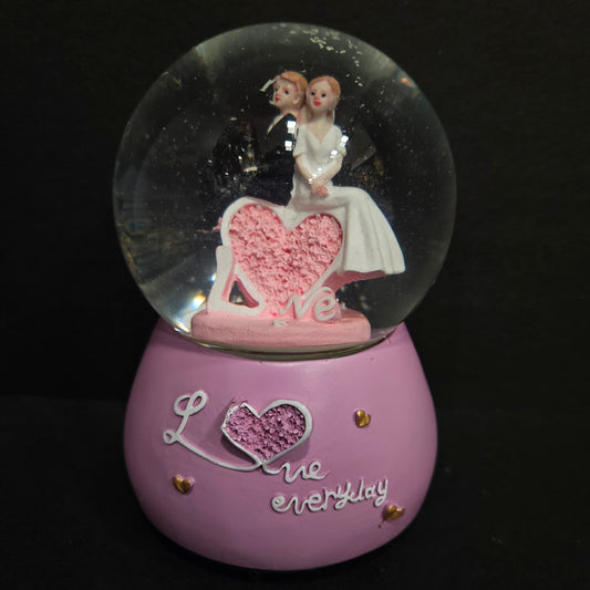 Romantic Snow Globe Love Couple with Music Rotating Showpiece Statue Gift for Girlfriend Boyfriend Husband Wife Wedding Anniversary Birthday Gifts