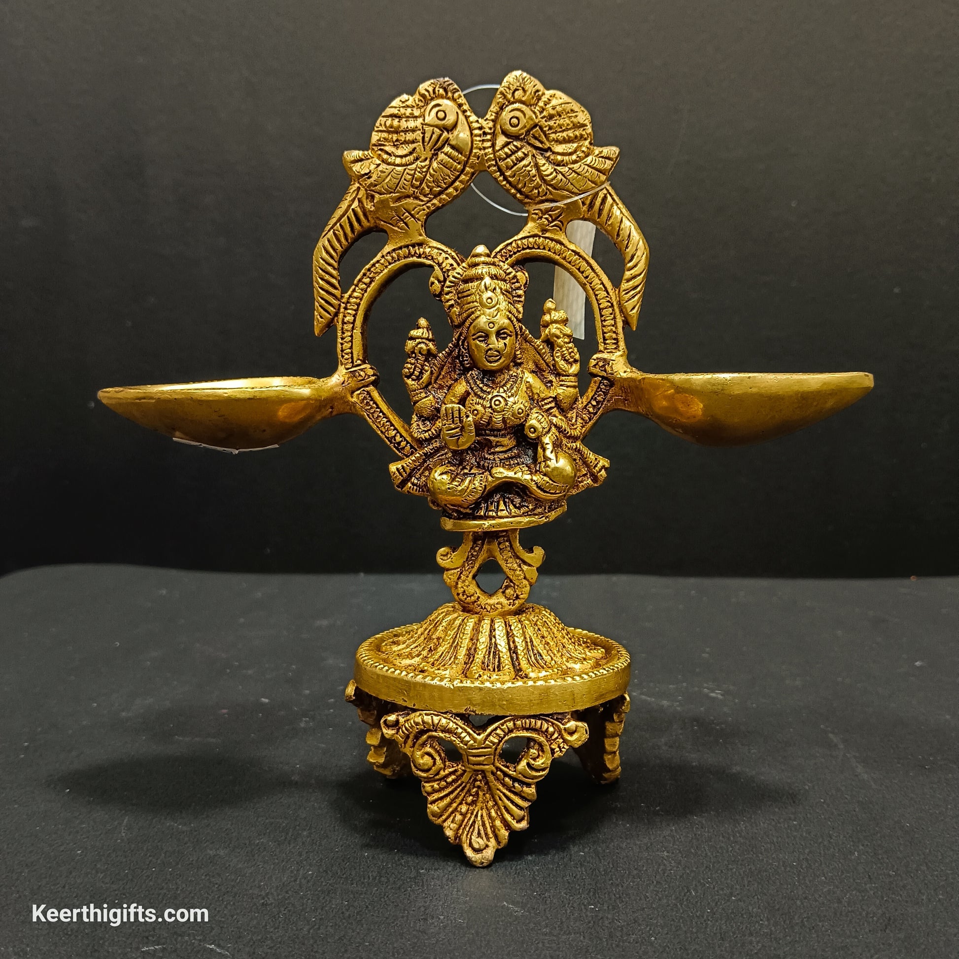 Lakshmi 2 Diya stand brass antique