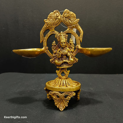 Lakshmi 2 Diya stand brass antique