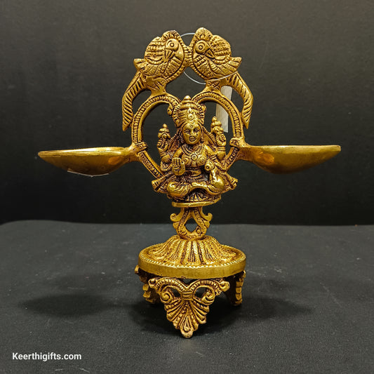Lakshmi 2 Diya stand brass antique