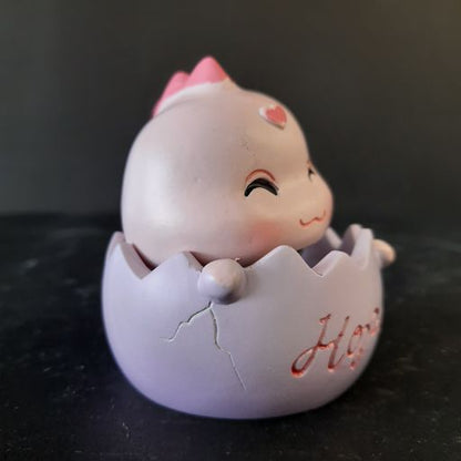 Cute little baby dragon breaking egg bubble head showpiece