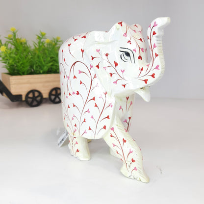 Wooden Elephant Saluting Fat W/Heart Paint.