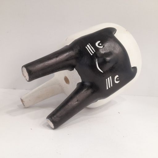 Kitten Cat Planter, Decorative Ceramic Flower Pot with Handle, Black and White, for Indoor and Outdoor