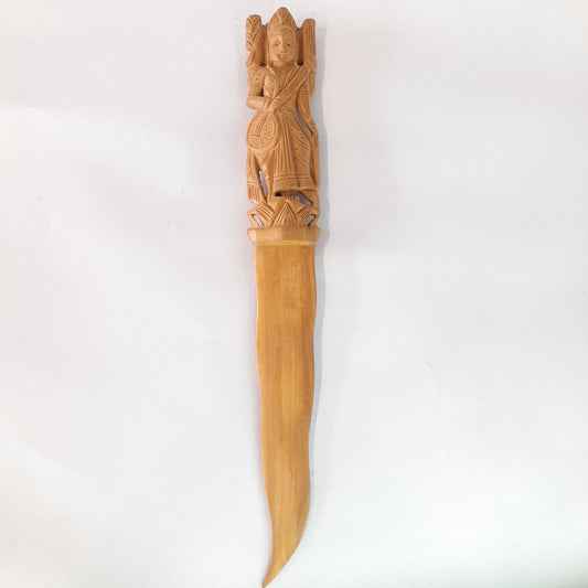 Wooden Paper Cutter W Saraswati