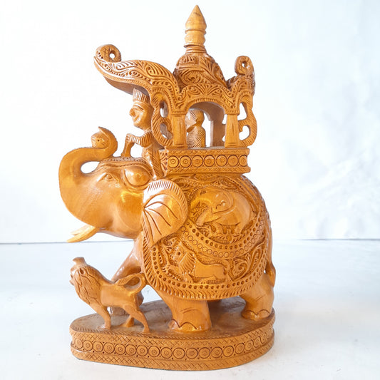 Wooden Amb. Carved Round Shikar