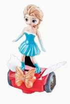 Battery Operated Ice Fashion Princess Girl Dancing Doll Balancing Car Vehicle for Kids Girls with Music Lights and Bump and Go Mode