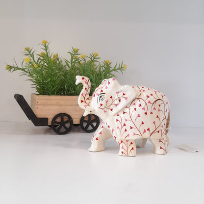 Wooden Elephant Saluting Fat W/Heart Paint.