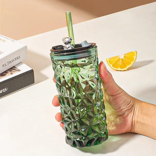 Glass Sipper Bottle with Cute Bear perfect for retun gift