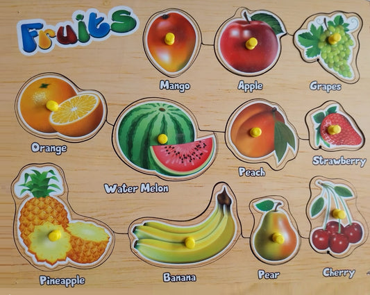 Wooden Fruits Puzzle for Kids Ages 2 to 6 and Above Colourful Learning Educational Montessori Kids Toys For Learning and Brain Development