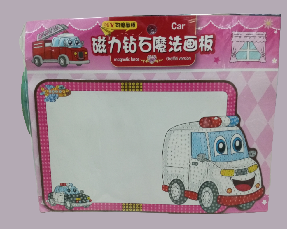Diamond art kit A car cardboard,it encourages creativity and fine motor skills. Contains all necessary materials and instructions to easily create a stunning car design, providing hours of entertainment.the perfect return gift for kids.