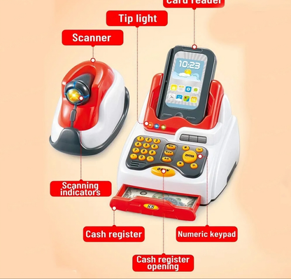 Home supermarket Supermarket Cash Register Play Set with Scanner and Swipe Machine Supermarket for kids to encourage roleplay in children