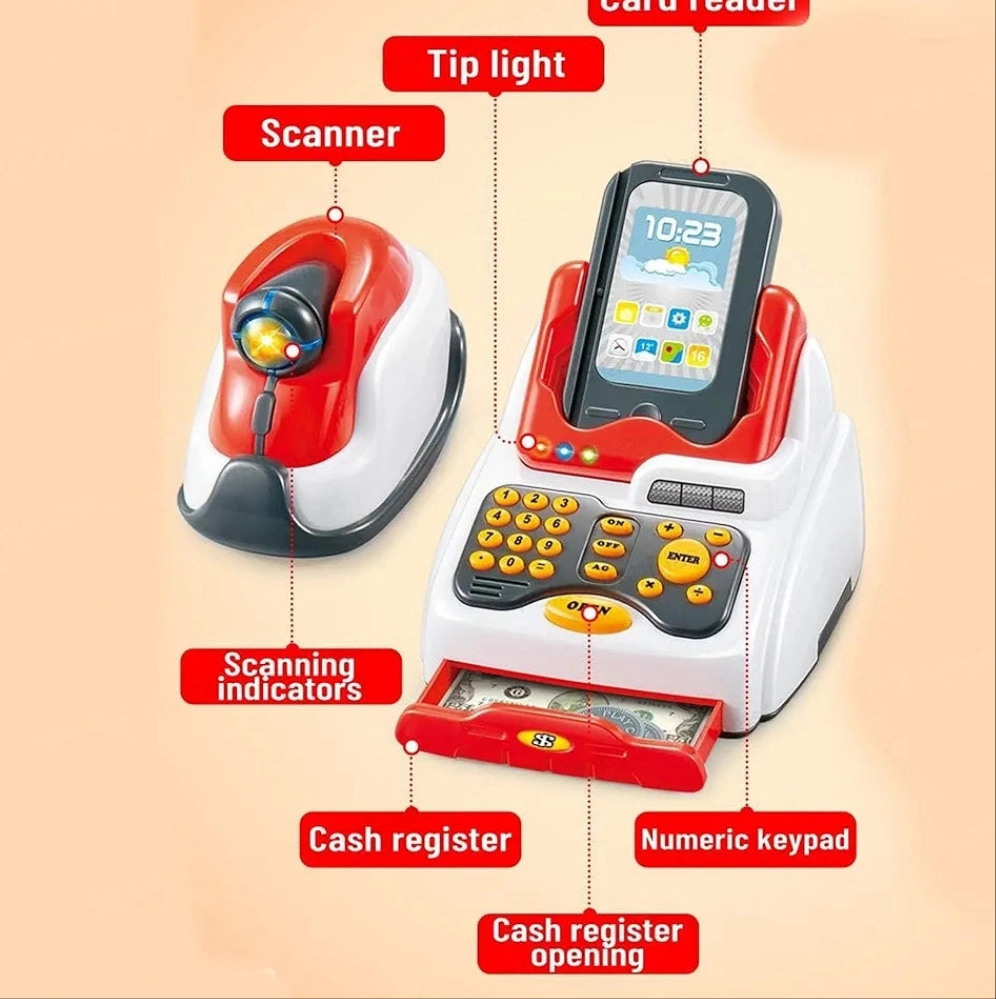 Home supermarket Supermarket Cash Register Play Set with Scanner and Swipe Machine Supermarket for kids to encourage roleplay in children