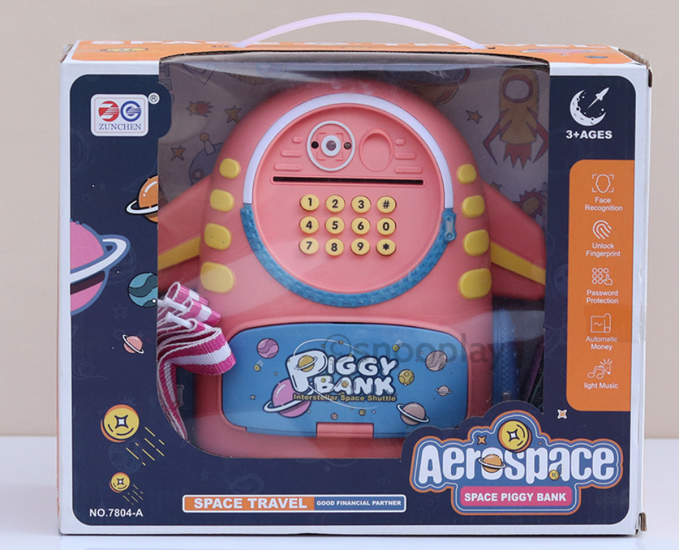 Aerospace Electronic space Piggy Bank for Kids with Password Protection Intelligent Analog Induction and Fingerprint Recognition Cash Coin Piggy Bank Toy