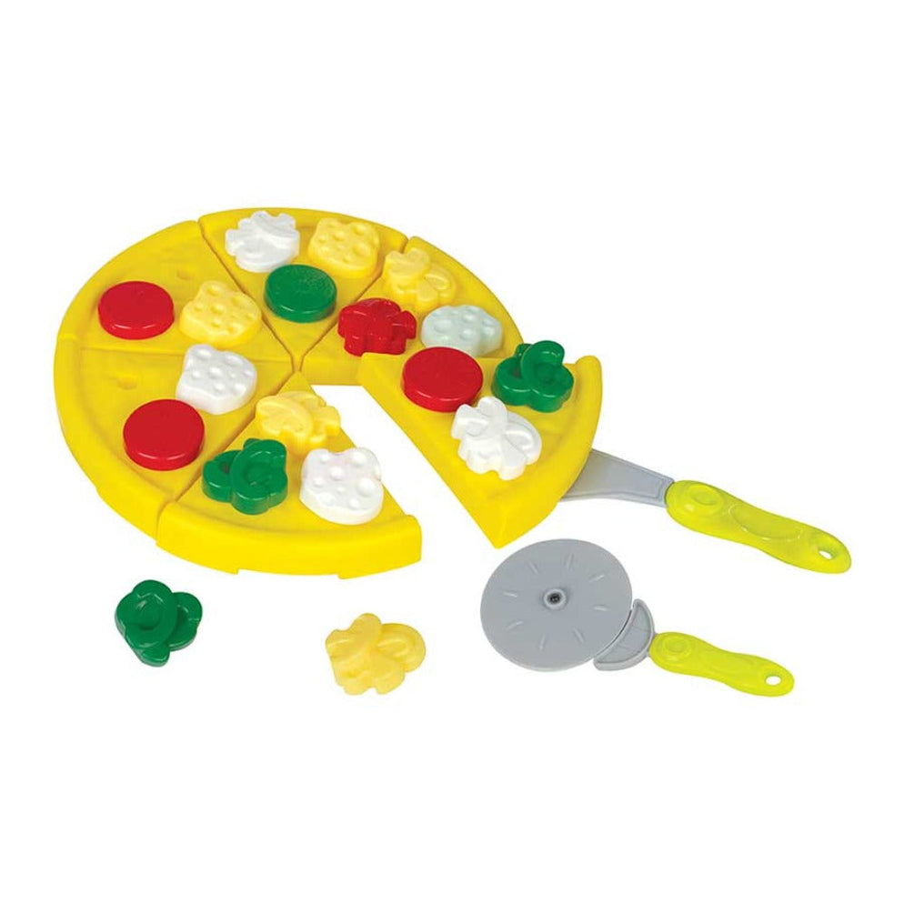 Round Pizza Party Fast Food Pretend Cooking and Cutting Play Set with Apron Toy for Kids