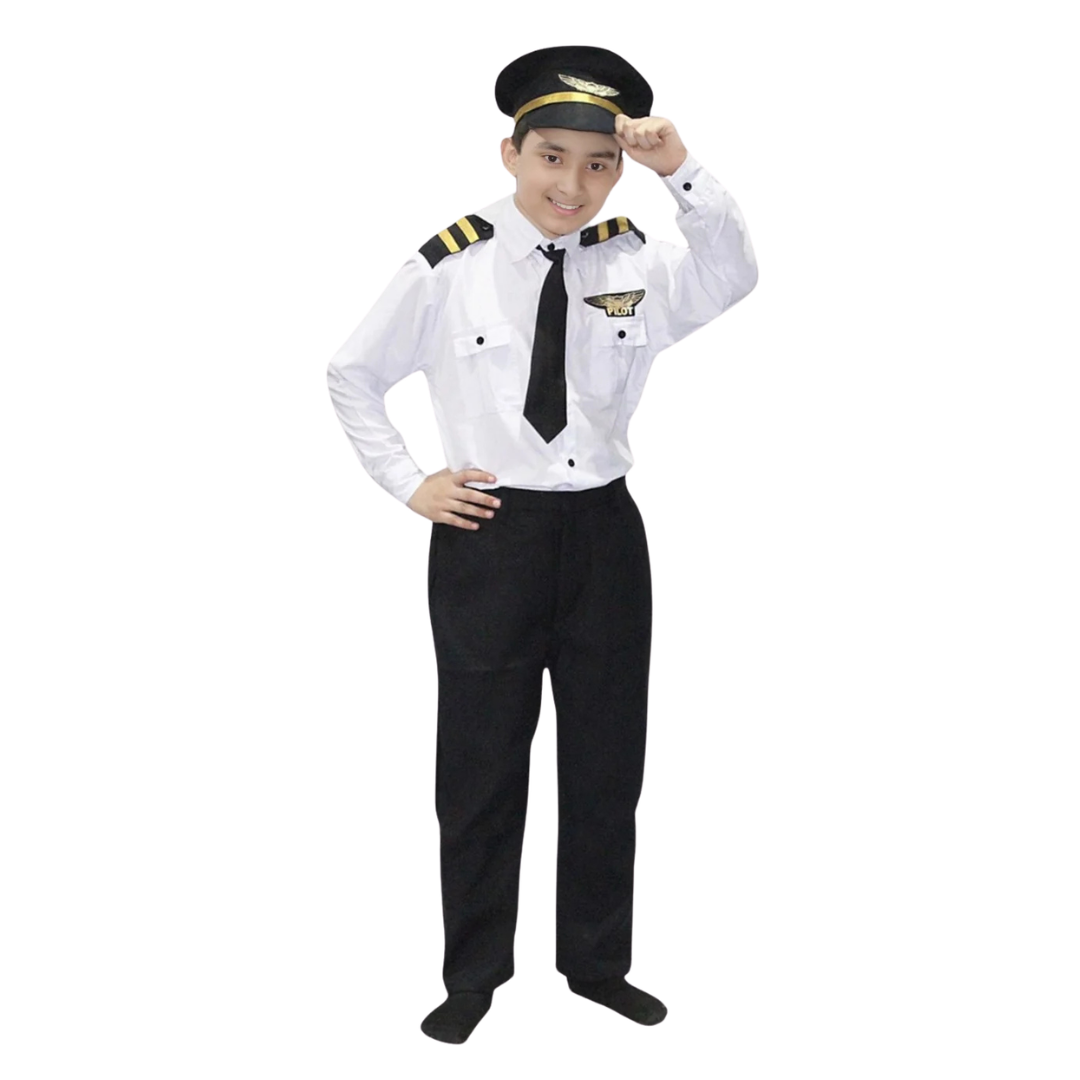 Pilot Costume full Set for kids Shirt, Pant, Tie and Cap