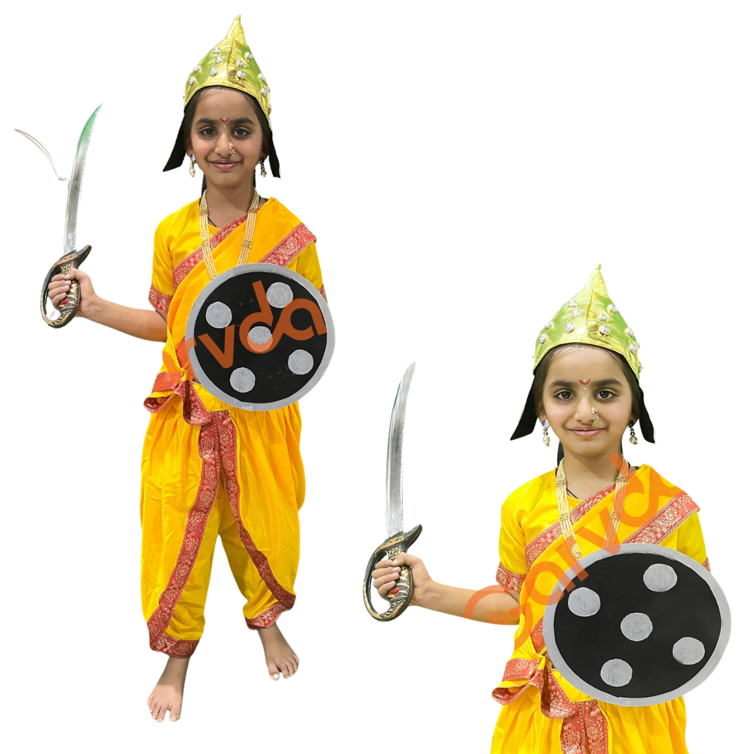 Marathi Saree | Rani lakshmi Bai costume (Yellow)- without accessories