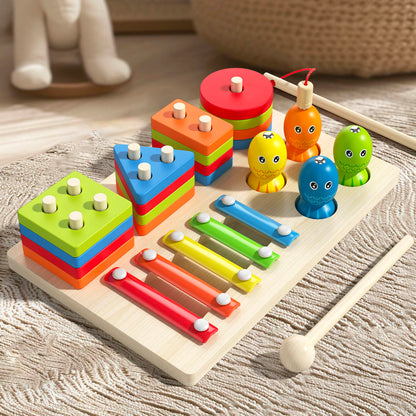 Montessori Wooden Toy Educational Toy for Toddlers with Learning Box Shape Puzzle Baby Toy For kids Learning and Brain Development