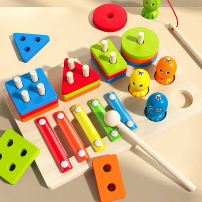 Montessori Wooden Toy Educational Toy for Toddlers with Learning Box Shape Puzzle Baby Toy For kids Learning and Brain Development