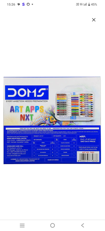 Doms Art Apps NXT coloring kit, which is a comprehensive set of coloring tools for kids.