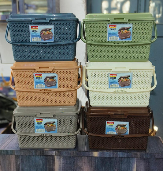 Plastic Trendy Shopping Storage Basket with Handles - Big Bin Basket