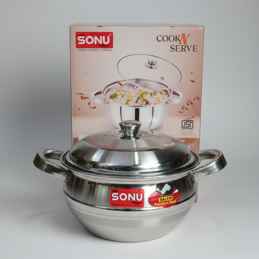 Sonu Cook N Serve Stainless steel 1500ml hot pack for return gifting purpose