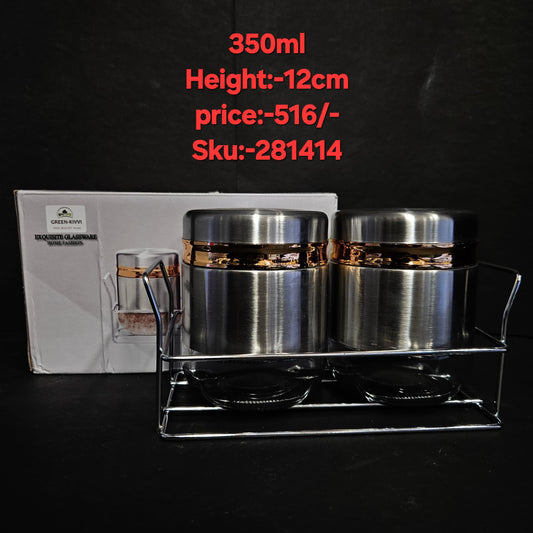 2 Pieces , Airtight stainless steel Glass Jar Food Storage Container