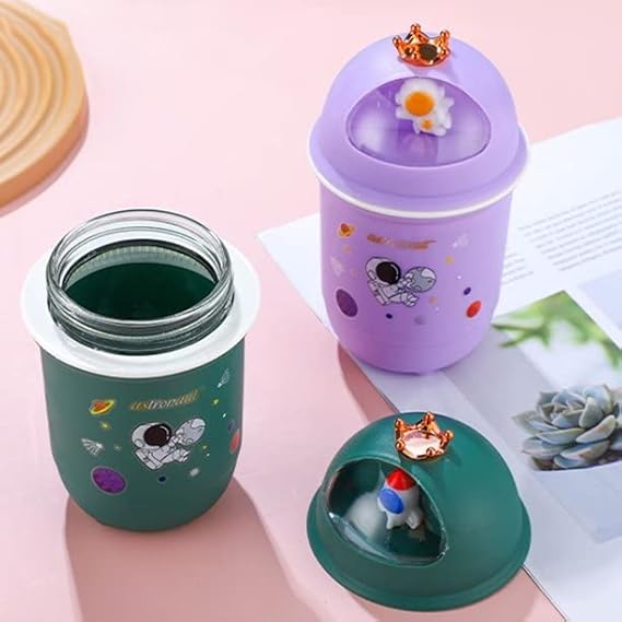 Galaxy Printed Glass Water Cup for Tea and Coffee Astronaut Theme Drinking Glass Water Cup