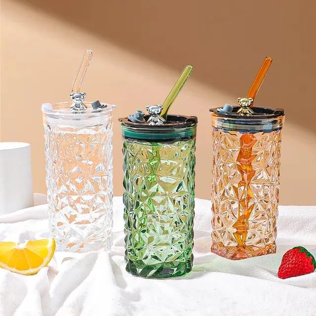 Glass Sipper Bottle with Cute Bear perfect for retun gift