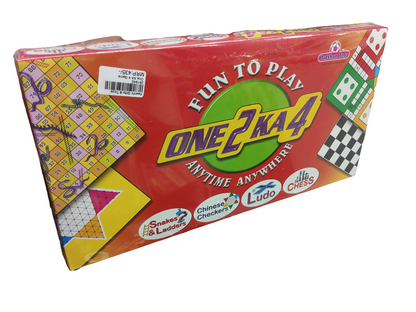One 2 ka 4 Kids Board Game Combo Pack Of Ludo Snakes and Ladders Chess and Chinese Checkers With Laminated Board For Family and Friends Fun and Entertainment