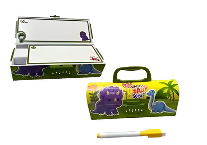 Dinosaur pencil Box Invite Multilayer Password Lock Pencil Box - Large Capacity Cartoon Print Pen Case for Girls & Boys | Stylish School Stationery Organizer for Kids.