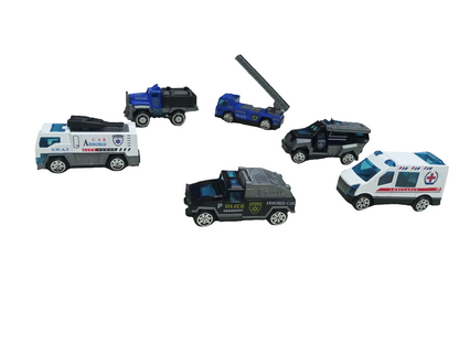 High speed Alloy Model superior performance DIE-CAST SERIES" toy car set featuring various emergency vehicles.