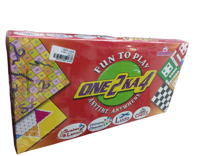 One 2 ka 4 Kids Board Game Combo Pack Of Ludo Snakes and Ladders Chess and Chinese Checkers With Laminated Board For Family and Friends Fun and Entertainment