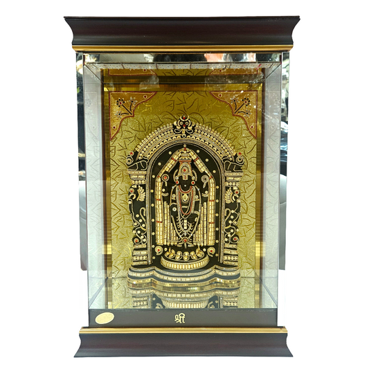 Imported 24carat Gold Plated Cabin Idol with stones Decorated of Lord Balaji for Puja Room Or Home Decor