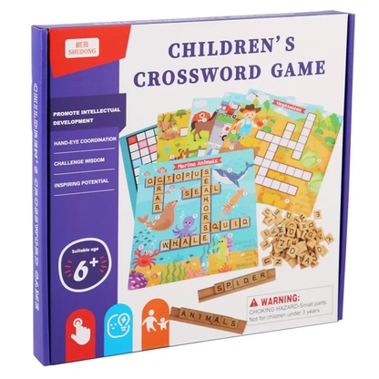 Wooden Crossword Puzzle Game For Preschooler Kids Learning And Brain Development