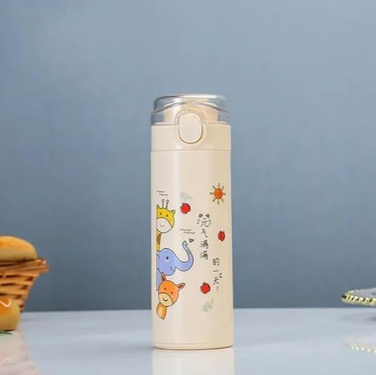 Cute Animal Design Insulated Water Bottle, Vacuum Flask with Flip Top Lid