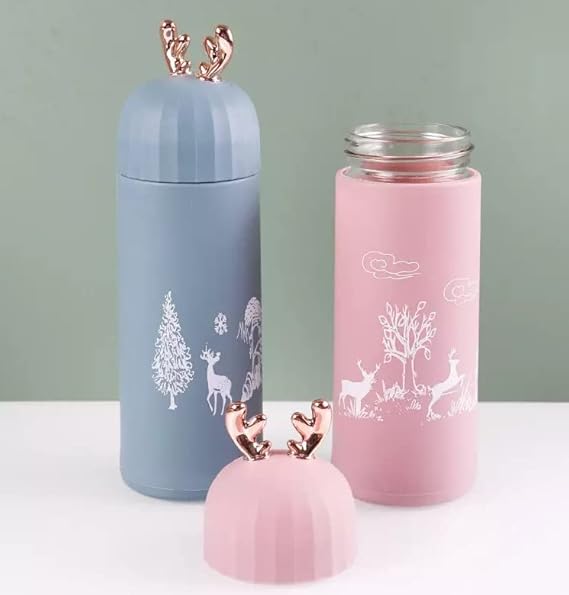 Cute Animal Shape Thermos Cup For Kids & Adults, 380 ML Bottle For Vacuum Flask Hot & Cold Water Bottle