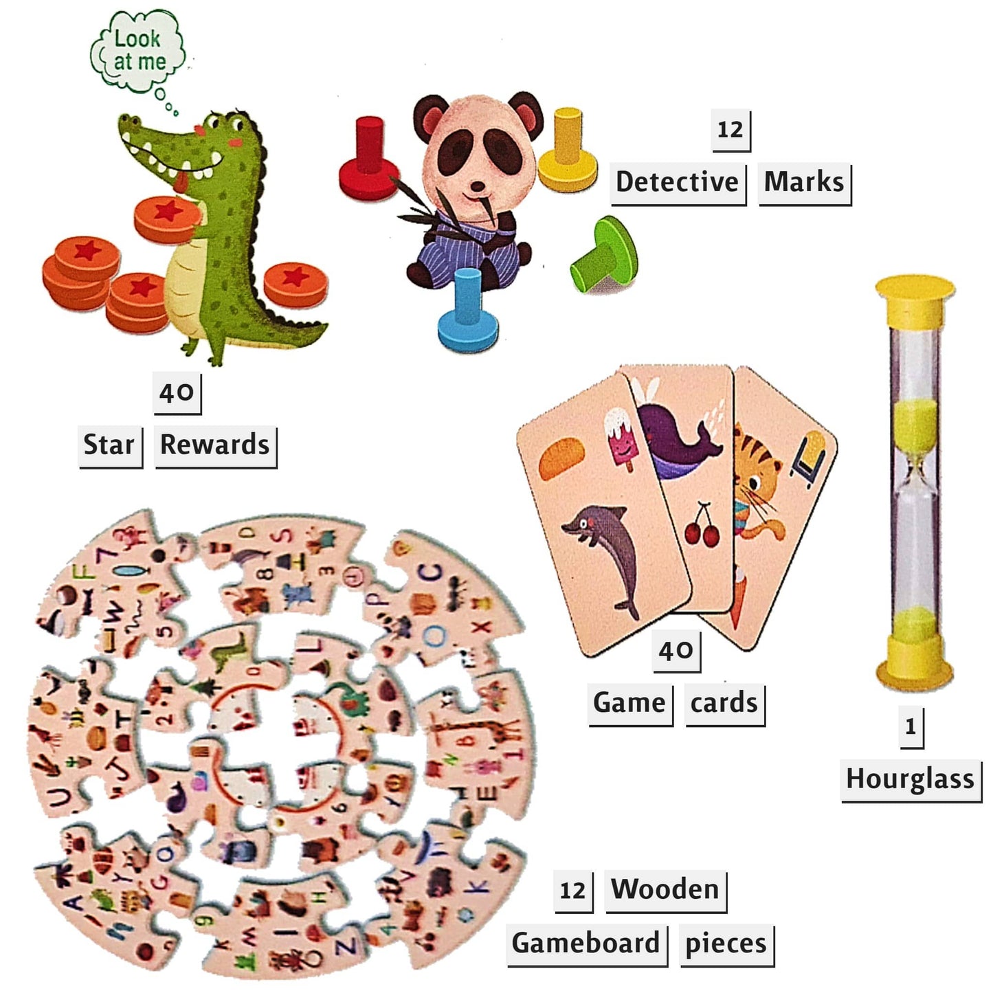 Wooden Board Game for Kids Age 3 plus Memory Matching Detective Party Card Game Learning Gifts for Children