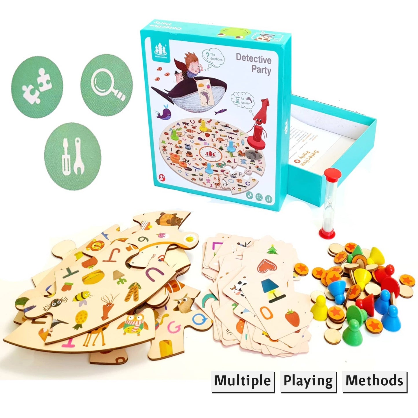Wooden Board Game for Kids Age 3 plus Memory Matching Detective Party Card Game Learning Gifts for Children