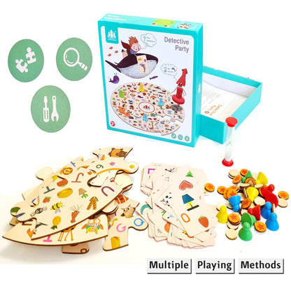 Wooden Board Game for Kids Age 3 plus Memory Matching Detective Party Card Game Learning Gifts for Children