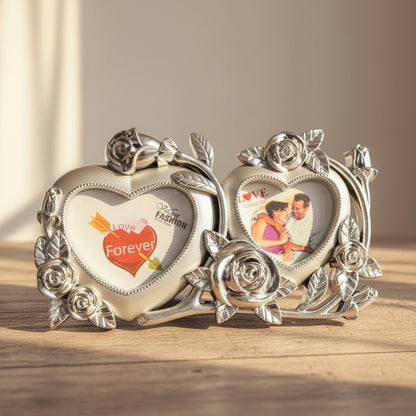 Red heart Rose I love you Dual Photo Frame