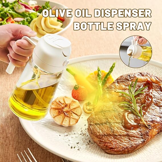 2-In-1 Olive Oil Sprayer, Cooking Oil Sprayer Leak Proof Design, Oil Dispenser Bottle Spray and Pour Suitable For Kitchen Baking Olive Oil Sprayer For Cooking