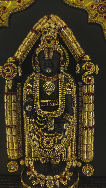Lord Balaji decorated with stones lighting photo frame in a wooden Box