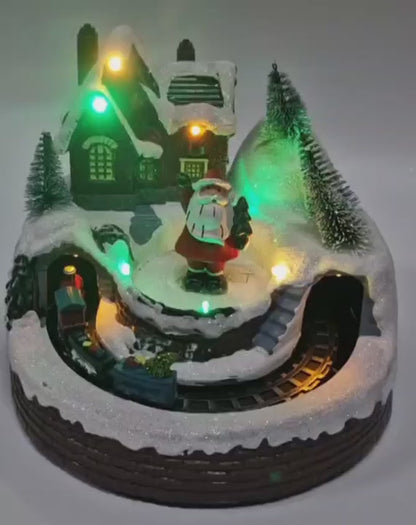 Christmas Scene Village House Building Rotating for Indoor Bedroom Ornament Snowman Home and Garden Holiday and Seasonal Decor for Christmas