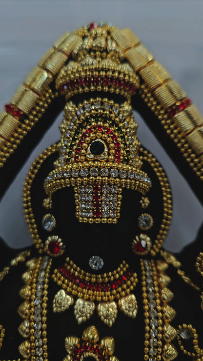 Lord Balaji decorated with attractive stones designed 24carats gold Plated idol Statue in transparent protective cabin